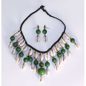  Cowrie Shell Jewelry Set   Green 