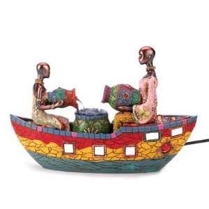   African Plains Theme Masai Fishing Boat Water Fountain