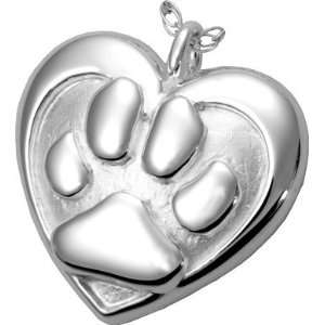  Double Heart Paw Print Pet Cremation Jewelry: Pet Supplies
