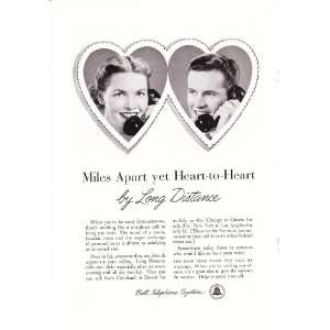  1954 Ad Miles apart yet Heart to Heart Bell Long distance 