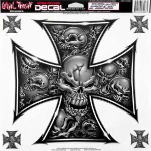 Lethal Threat Designs Skull Cross 12 x 12 Decals Motorcycle Graphic 
