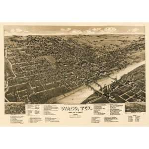  1886 Panoramic Map of Waco, Texas by Norris, Wellge & Co 