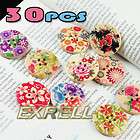 new 30pcs flower 4 hole wood wooden sewing buttons craf