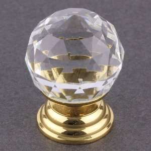  Crystal Clear Glass Knob with 24k Gold Plated Base 1 3/16 