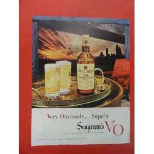  Seagrams VO whiskey, Print Ad. drinks on tray/back ground 