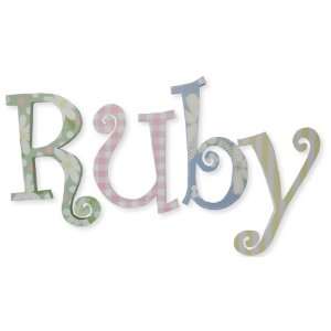    hand painted wooden letters curlz rubys daisies