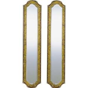   of 2 Beveled Mirrors   Yellow Scrolling Vine Pattern: Home & Kitchen
