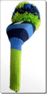 Flaming Golf POMPOM Driver Headcover Lime Green & Blue  