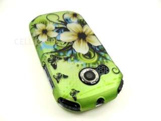PANTECH CROSSOVER GREEN WHITE FLOWERS HARD COVER CASE  