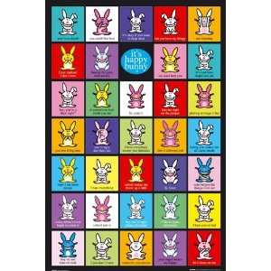 Happy Bunny Collage Cute Cartoon Humour Poster 24 x 36 inches  