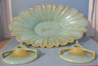 Vintage FULPER POTTERY Console Bowl Candle Holders Crystalline  