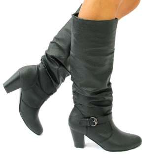 NEW WOMANS MILITARY KNEE HIGH HEEL RIDING BIKER BLACK BOOTS SIZE 3 4 5 