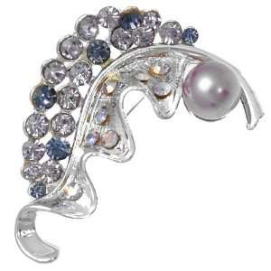  Cyrene Silver Lilac Pink Crystal Brooch Jewelry