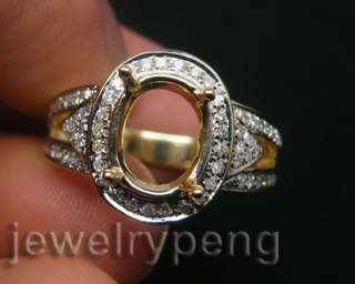hold oval cut 8x10mm stone 14kt yellow gold diamond ring settings