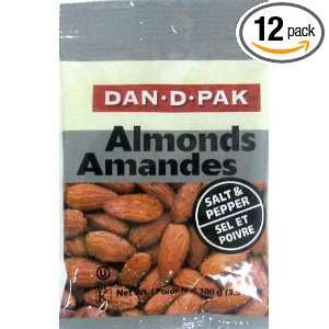 Dan D Pak Salt and Pepper Almonds, 3.25 ounces (Pack of 12)  