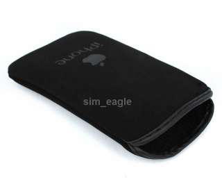 Black Soft Pouch Case For Apple iPhone 4 4G 3G 3GS  