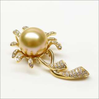   ROUND 10.5MM NATURAL SOUTH SEA PEARL 18K GOLD PENDANTD0.285CT  