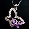 N253 Swarovski Crystal Flowers in Heart Long Necklace  