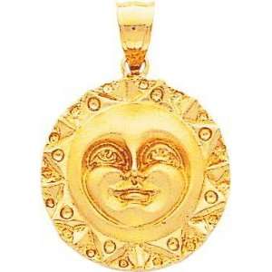  14K Yellow Gold Smiling Sun Charm: Jewelry