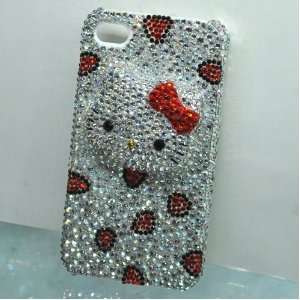Handmade 3d Hello Kitty Swarovski Case for Iphone 4g/4s (Sw003) + Free 