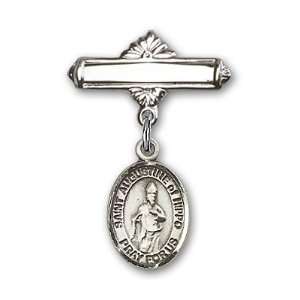  Sterling Silver Baby Badge with St. Augustine of Hippo 