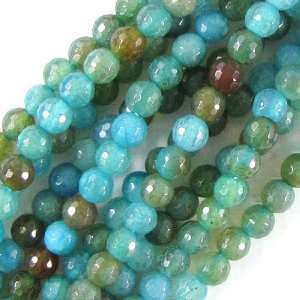  6mm faceted blue fire agate round beads 8 strand