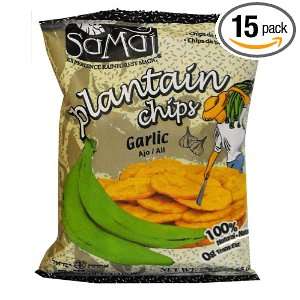 Samai Plantain chips Garlic, 2.65 Ounce (Pack of 15)  