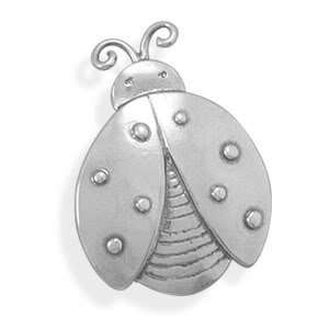  Sterling Silver Oxidized Lady Bug Pin/Pendant Jewelry