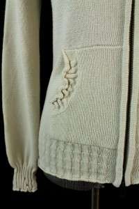 womens cream DAYTRIP BUCKLE sweater hoodie zip front casual cotton sz 