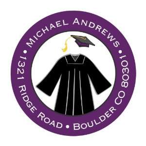  Purple Cap And Gown Round Stickers 