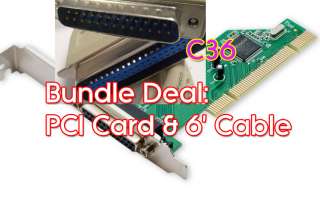 Bundle Deal 6 printer cable (C36) & PCI card DB25 port, LPT1 