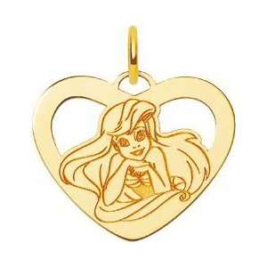  14K Gold Disney Princess Ariel Heart Charm Jewelry