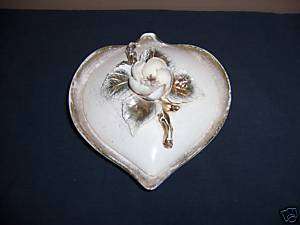 Vintage California Pottery Covered Dish With Open Rose VGC  