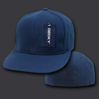 NAVY BLUE FITTED FLAT BILL BASEBALL CAP CAPS HAT 7Sizes  
