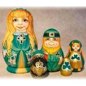  Irish 5 Piece Russian Wood Nesting Doll