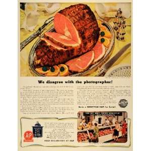  1942 Ad Sunnyfield Ham AP Grocery Store Deli Meat Atlantic 