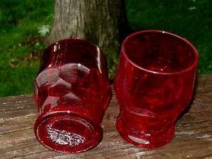 RUBY GLASS JUICE GLASSES LOT OF 7 DEEP RED GLASS  