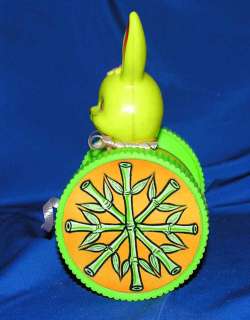 VTG HK 1970 COLORFUL HARD PLASTIC ROLLY POLLY EASTER BUNNY PULL TOY 
