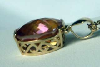 SHIMMERING 14K YELLOW GOLD 8.80 CT IMPERIAL TOPAZ PENDANT~FILIGREE 