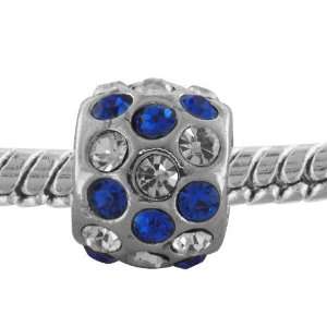  Pugster Pandora Style Bead Clear And Blue Rhinestone Round 
