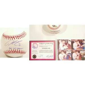  Derrek Lee Signed MLB Baseball w/2003 WS Champs Sports 