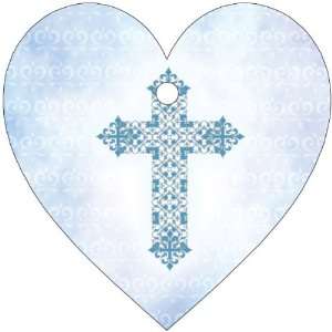 Baby Keepsake: Blue Cross on Canvas Background Design Heart Shaped 