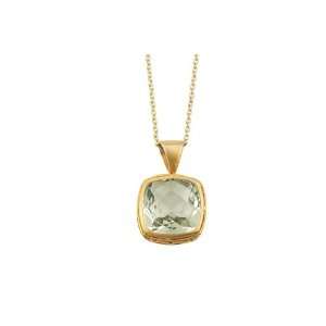  Baroni GG N 02 GOLD GAM Green Amethyst Square Necklace, 20 