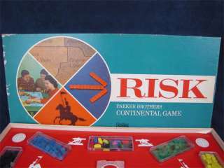 Vintage 1968 RISK Board Game Wooden Pieces Complete  
