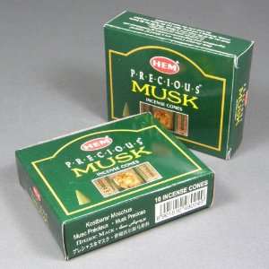 HEM Precious Musk Incense Dhoop Cones, Pair of 10 Cone Boxes   (IN200)