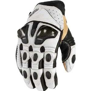   Short Mens Leather Sportsbike Motorcycle Gloves   White / X Large