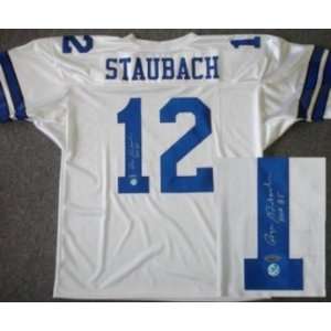  Roger Staubach Signed Cowboys Jersey HOF 85: Sports 