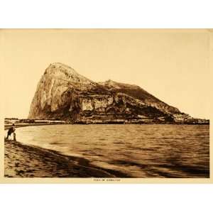  1913 Intaglio Print Rock of Gibraltar Mediterranean 