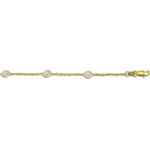 Diamonique CZ By Yard Chain Necklace 14K Yellow Gold  