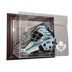Goalie Mask Case Up Display Case, Mahogany   Sports Memorabilia